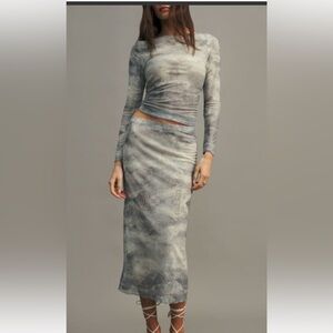 Reformation Gray Tie-Dye Maxi Skirt